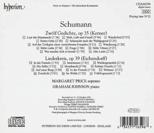 Margaret Price, Graham Johnson - Schumann: Zwölf Gedichte op. 35, Liederkreis op. 39 (1993) CD-Rip