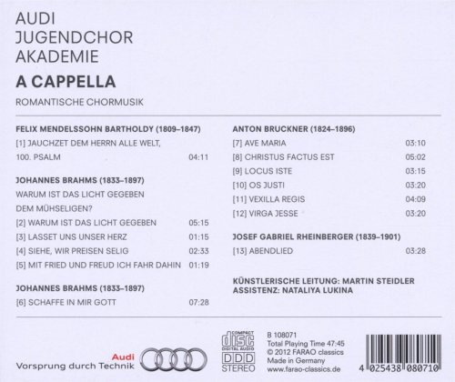 Audi Jugendchor Akademie & Martin Steidler - A Cappella Romantische Chormusik (2012) [Hi-Res]