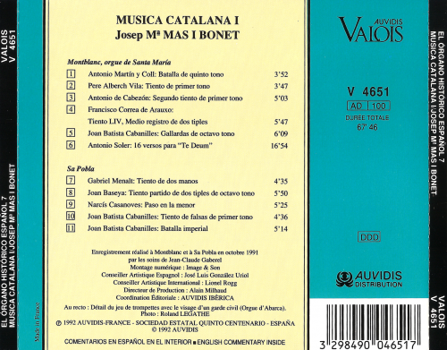 Josep Maria Mas i Bonet - El Órgano Histórico Espanol vol. 7: Musica Catalana I (1992)