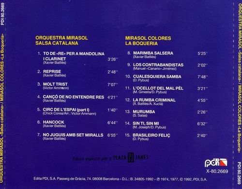 Orquestra Mirasol, Mirasol Colores - Salsa Catalana, La Boquería (1992)