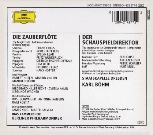 Rias Kammerchor, Berliner Philharmoniker, Rias Kammerchor, Karl Bohm - Mozart: Die Zauberflöte / Der Schauspieldirektor (1987)