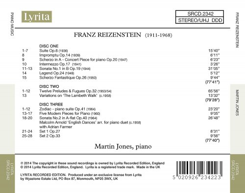Martin Jones, Adrian Farmer - Reizenstein: Piano Music [3CD] (2014)