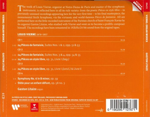 Gaston Litaize - Vierne: 24 Pièces de fantaisie; 24 Pièces en style libre; Symphony No.6 (2021) [4CD]