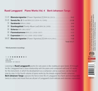 Berit Johansen Tange - Langgaard: Piano Works, Vol. 4 (2022) [Hi-Res]