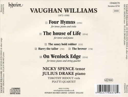 Nicky Spence, Julius Drake, Timothy Ridout, Piatti Quartet - Vaughan Williams: On Wenlock Edge / Four Hymns / The house of Life (2022)