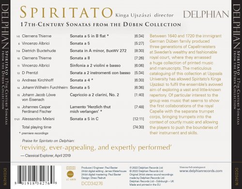 Spiritato, Kinga Ujszászi - 17th-Century Sonatas from the Düben Collection (2022) [Hi-Res]