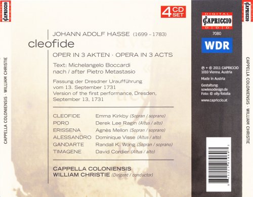 William Christie, Emma Kirkby, Derek Lee Ragin, Dominique Visse - Hasse: Cleofide (2011)