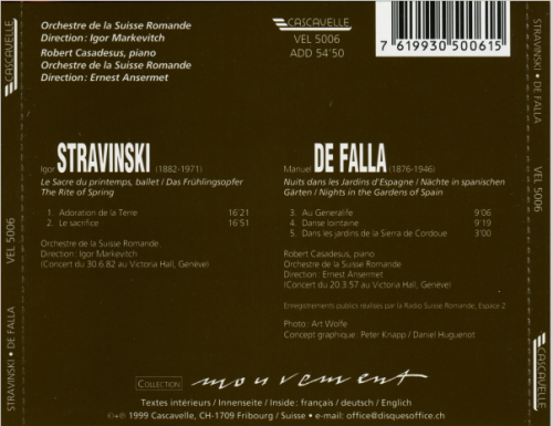 Igor Markevitch, Ernest Ansermet - Stravinsky: Le Sacre du printemps / Falla: Noches en los jardines de Espana (1999)
