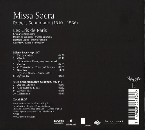 Les Cris de Paris, Geoffroy Jourdain - Schumann: Missa Sacra (2012) CD-Rip