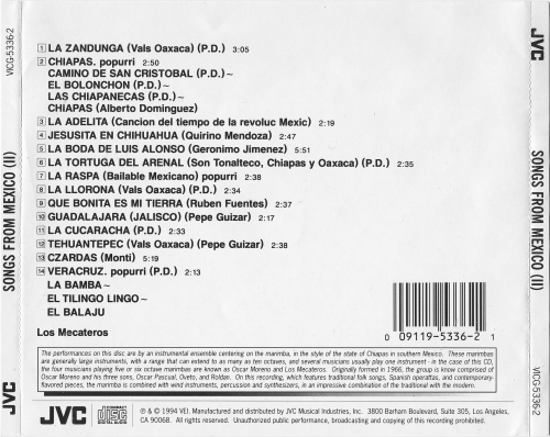 Oscar Moreno Tapia & Los Mecateros - Songs of Mexico II (1994) [JVC World Sounds]