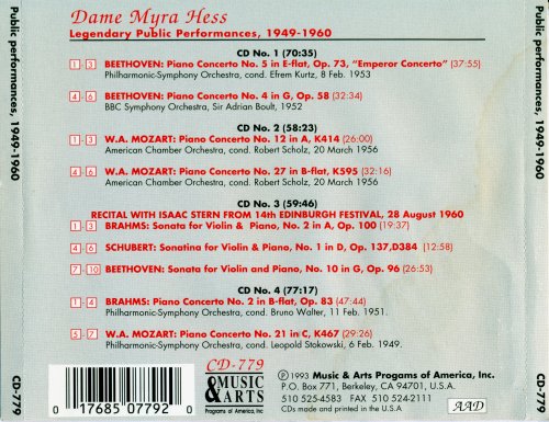 Myra Hess - The Legendary Public Performances (1949-1960) (1993) [4CD Box Set]