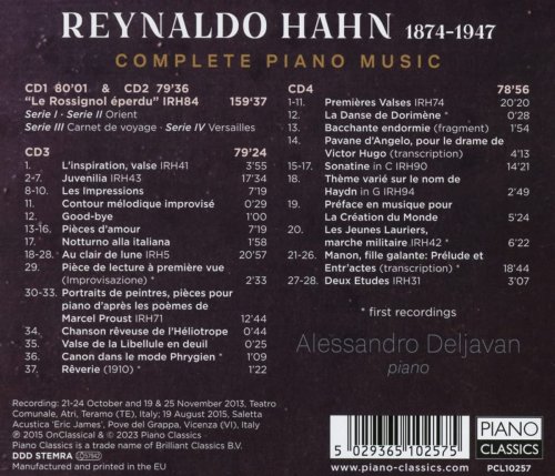 Alessandro Deljavan - Hahn: Complete Piano Music (2015/2023)