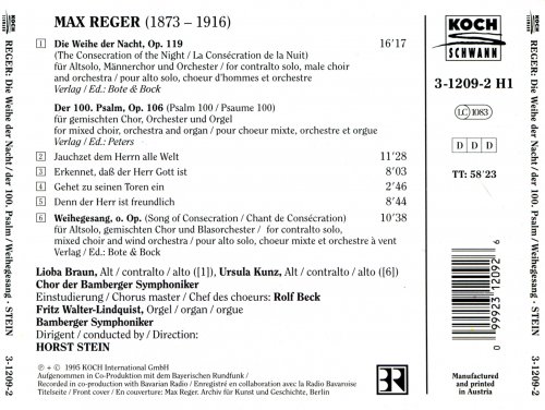 Horst Stein, Bamberger Symphoniker, Lioba Braun - Reger: Die Weihe der Nacht, op. 119, Der 100. Psalm, op. 106 (1995)