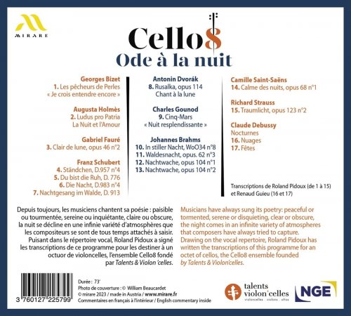 Cello8 & Raphaël Pidoux - Ode à la nuit (2023) [Hi-Res] [Dolby Atmos]