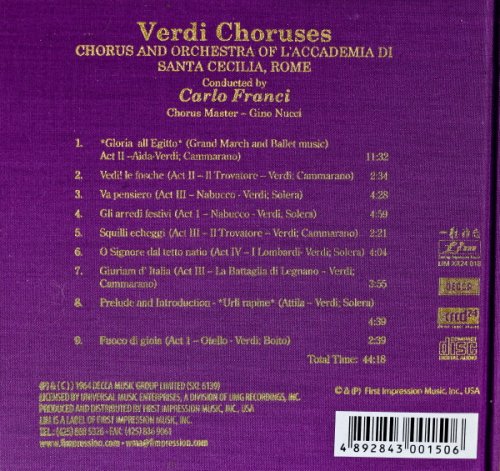 L'Accademia Di Santa Cecilia Orchestra, Carlo Franci - Verdi: Choruses (2007)