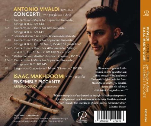 Isaac Makhdoomi & Ensemble Piccante - Vivaldi: Concerti per Flauto e Arie (2023) [Hi-Res]