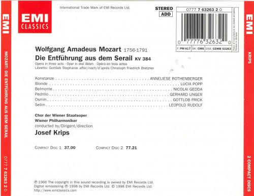 Nicolai Gedda, Anneliese Rothenberger, Lucia Popp, Josef Krips - Mozart: Die Entfuhrung aus dem Serail (1998)