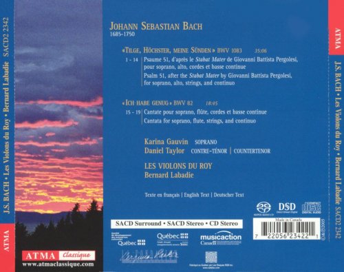 Karina Gauvin, Daniel Taylor, Les Violons du Roy, Bernard Labadie - J.S. Bach: Psaume 51, Cantate 82 (2005) CD-Rip