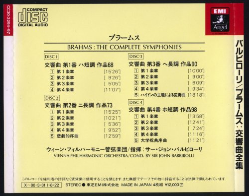 John Barbirolli - Brahms: The Complete Symphonies (1980)