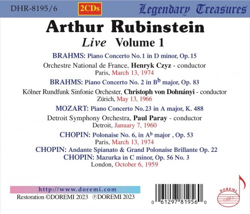 Arthur Rubinstein - Arthur Rubinstein Live, Vol. 1 (2023)