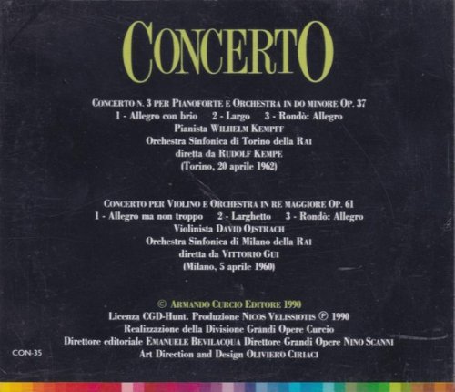 Rudolf Kempe, Wilhelm Kempff - Beethoven: Concerto Per Pianoforte E Orchestra In Do Minore Op. 37 - Concerto Per Violino E Orchestra In Re Maggiore Op. 61 (1990)