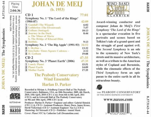 The Peabody Conservatory Wind Ensemble, Harlan D. Parker - Johan de Meij: The Symphonies (2013) CD-Rip