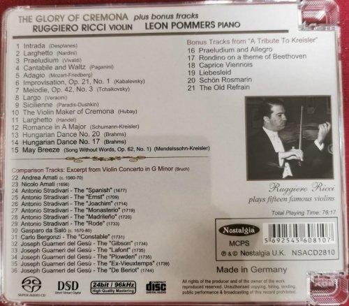 Ruggiero Ricci, Leon Pommers - The Glory Of Cremona (1963) [2022 SACD]