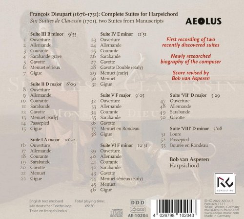 Bob Van Asperen - François Dieupart: Suittes de Clavessin (2023) [Hi-Res]