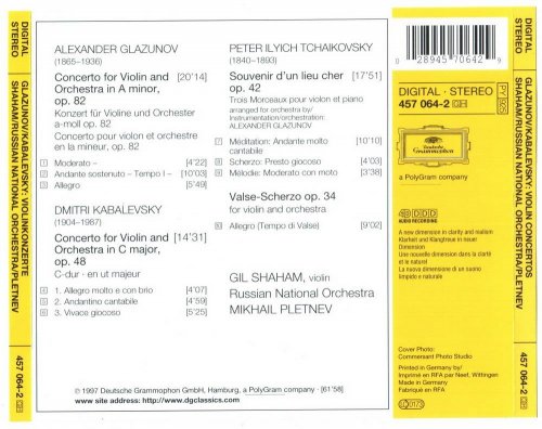 Gil Shaham, Mikhail Pletnev - Glazunov, Kabalevsky: Violin Concertos (1997) CD-Rip