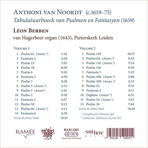 Léon Berben - Van Noordt: Tabulatuurboeck van Psalmen en Fantasyen (2023) [Hi-Res]