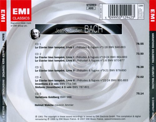 Helmut Walcha - Bach: Le Clavier Bien Tempere - Inventions - Variations Goldberg (2008)