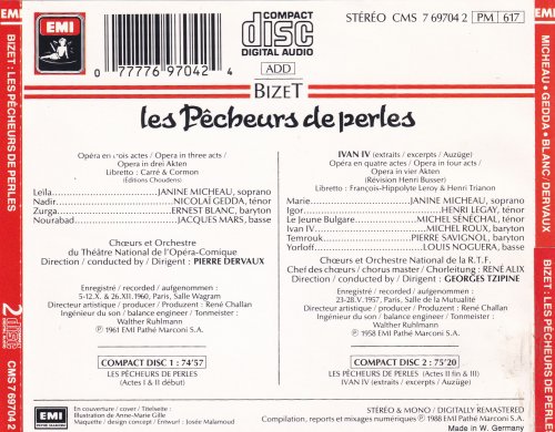 Pierre Dervaux - Les Pecheurs De Perles / Ivan IV (1961) [1988]