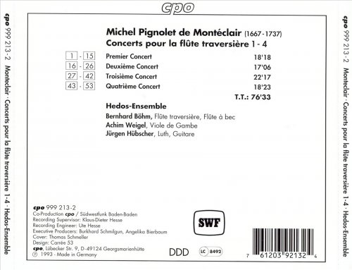 Hedos-Ensemble - Monteclair: Concerts pour la flute traversiere 1 - 4 (1993)