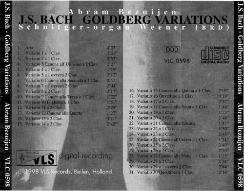 Abram Bezuijen - J.S. Bach: Goldberg Variations (Schnitger-organ Weener) (1999) CD-Rip