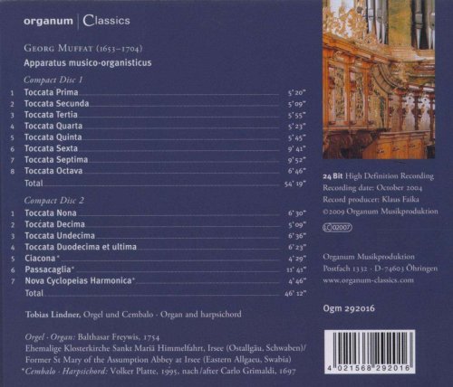 Tobias Lindner - Georg Muffat: Apparatus musico-organisticus (Balthasar Freywis Organ from 1754 in the former Abbey Church of Irsee Swabia) (2023)