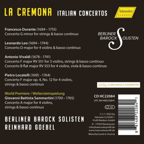 Berliner Barocksolisten, Reinhard Goebel - La Cremona - Concerti per 3 & 4 Violini (2022)