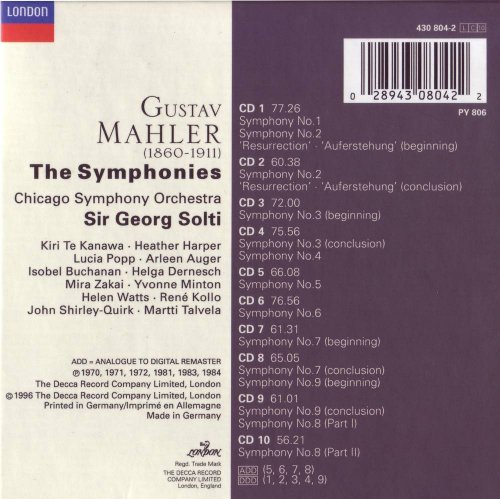 Chicago Symphony Orchestra, Sir Georg Solti - Mahler: The Symphonies (1992) CD-Rip