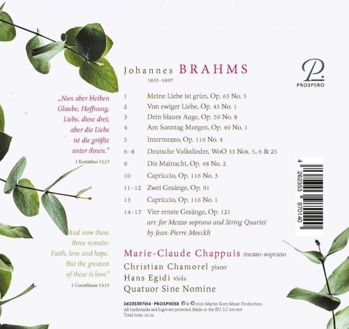 Marie-Claude Chappuis, Christian Chamorel, Quatuor Sine Nomine - Brahms: Vier Ernste Gesänge, Op. 121 (2023) [Hi-Res]