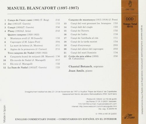 Chantal Botanch, Joan Amils - Blancafort: Songs / Cançons (1998)