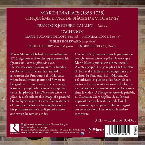 François Joubert-Caillet, L'Achéron - Marais: Cinquième livre de pièces de viole (2023) [Hi-Res]