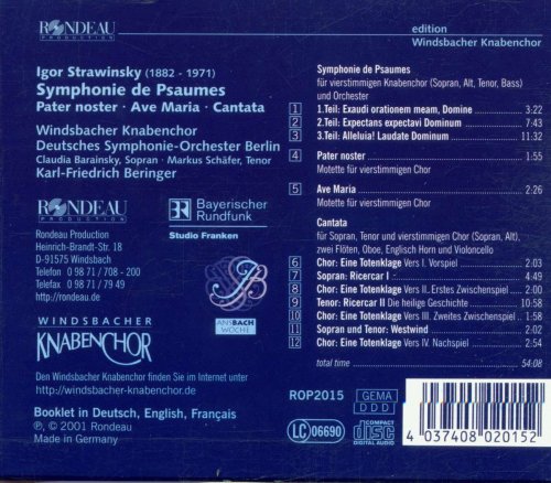 Windsbacher Knabenchor, Karl-Friedrich Beringer - Igor Strawinsky: Symphonie De Psaumes (2001)