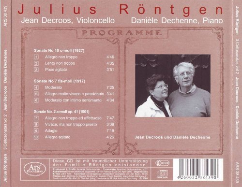 Jean Decroos, Danièle Dechenne - Julius Rontgen: Cello Sonatas (2006) CD-Rip
