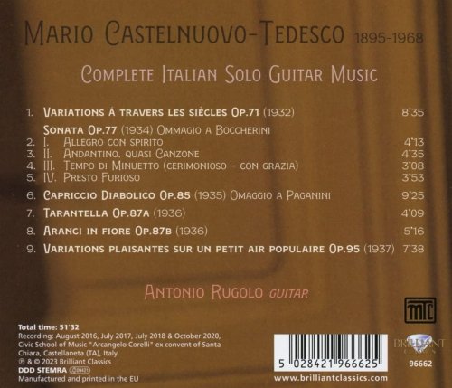 Antonio Rugolo - Castelnuovo-Tedesco: Complete Italian Solo Guitar Music (2022)