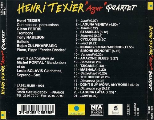 Henri Texier "Azur" Quartet - "An Indian's Week" (1993)
