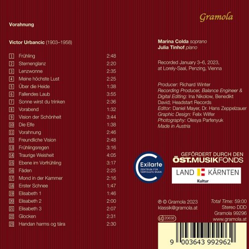 Marina Colda - Victor Urbancic - Vorahnung (2023) Hi-Res