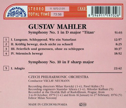 Vaclav Neumann - Mahler: Symphonies No. 1 "Titan" / No. 10 (1979) [1992]
