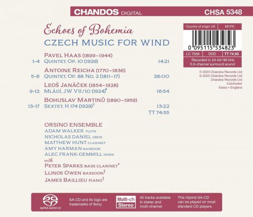 Orsino Ensemble, Peter Sparks, Llinos Owen, James Baillieu - Echoes of Bohemia - Czech music for wind (2023) [Hi-Res]