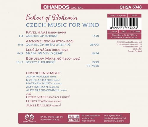 Orsino Ensemble, Peter Sparks, Llinos Owen, James Baillieu - Echoes of Bohemia - Czech music for wind (2023) [Hi-Res] [Dolby Atmos]
