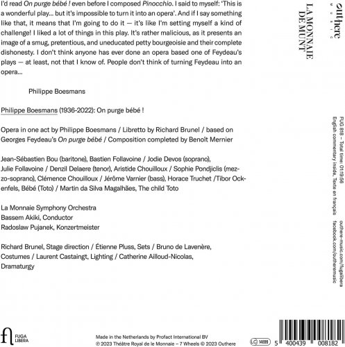 Jean-Sébastien Bou, Jodie Devos, Denzil Delaere, La Monnaie Symphony Orchestra, Bassem Akiki - Boesmans: On purge bébé ! Opera in One Act (2023) [Hi-Res]