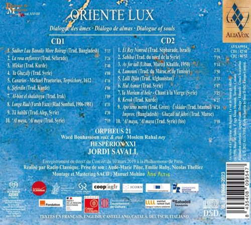 Jordi Savall, Waed Bouhassoun, Moslem Rahal, Hespèrion XX, Oprheus 21 - Oriente Lux (Live) (2023) [Hi-Res]